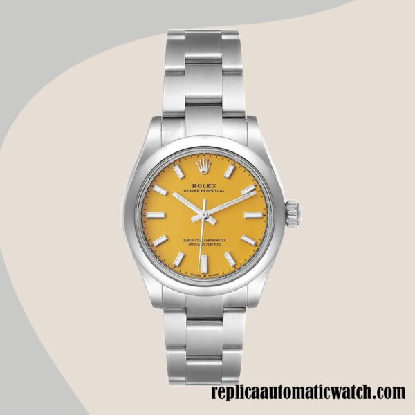 replica automatic Rolex Oyster Perpetual Ladies m277200-0005 Rolex Calibre 2671/Mingzhu Engine Yellow Dial - Image 2