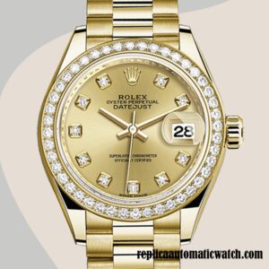 replica automatic Rolex Datejust m279138rbr-0023 Rolex Calibre 2671 Ladies Champagne Dial