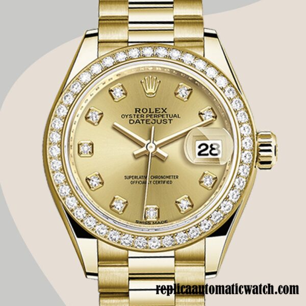 replica automatic Rolex Datejust m279138rbr-0023 Rolex Calibre 2671 Ladies Champagne Dial