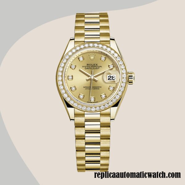 replica automatic Rolex Datejust m279138rbr-0023 Rolex Calibre 2671 Ladies Champagne Dial - Image 2