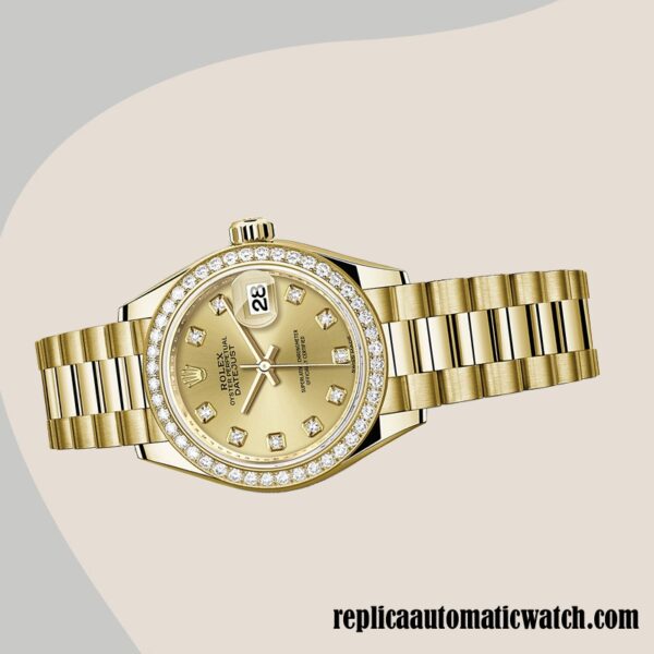 replica automatic Rolex Datejust m279138rbr-0023 Rolex Calibre 2671 Ladies Champagne Dial - Image 3