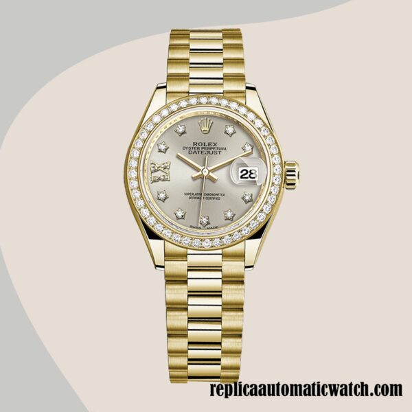 replica automatic Rolex Datejust m279138rbr-0001 Rolex Calibre 2671 Ladies Silver Diamond Dial - Image 2