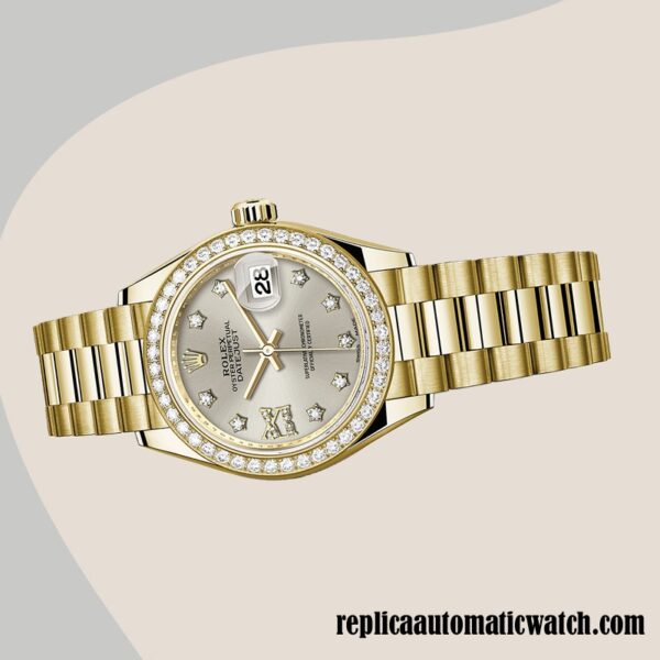 replica automatic Rolex Datejust m279138rbr-0001 Rolex Calibre 2671 Ladies Silver Diamond Dial - Image 3