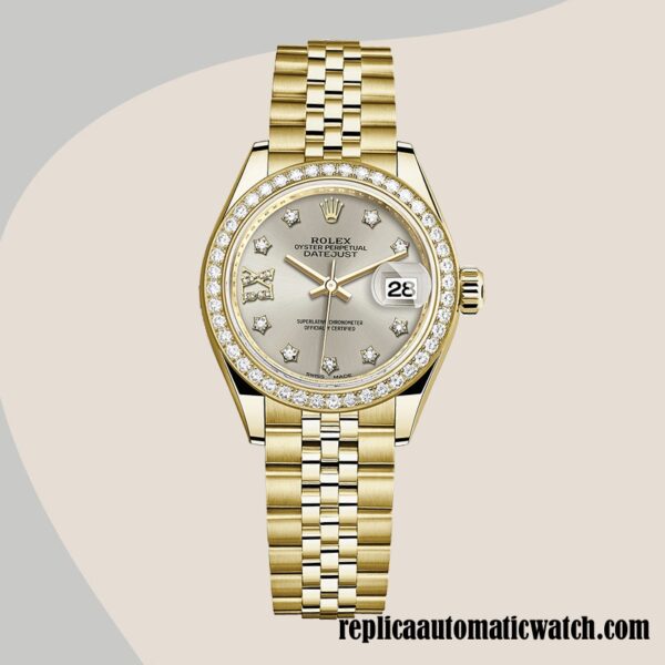 replica automatic Rolex Datejust m279138rbr-0001 Rolex Calibre 2671 Ladies Silver Diamond Dial - Image 5