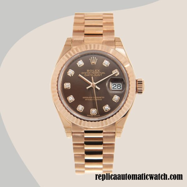 replica automatic Rolex Datejust Ladies Rolex Calibre 2671 m279175-0016 Automatic Rose Gold-tone - Image 2