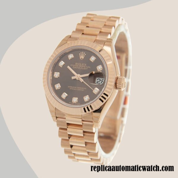 replica automatic Rolex Datejust Ladies Rolex Calibre 2671 m279175-0016 Automatic Rose Gold-tone - Image 3