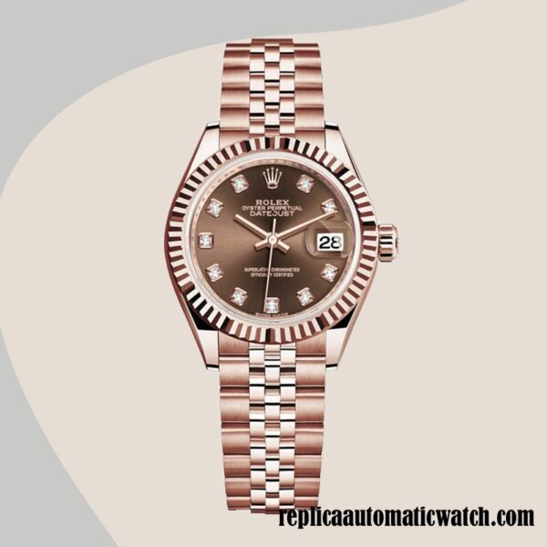 replica automatic Rolex Datejust Ladies Rolex Calibre 2671 m279175-0016 Automatic Rose Gold-tone - Image 5
