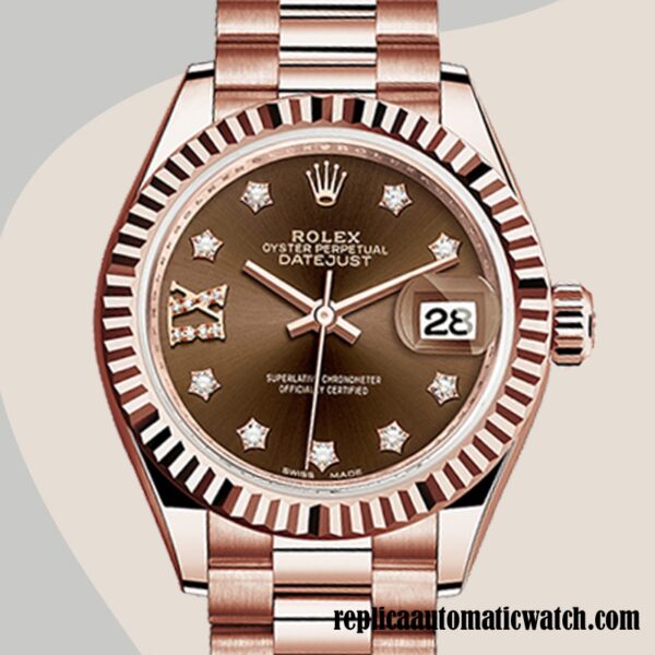 replica automatic Rolex Datejust Rolex Calibre 2671 m279175-0002 Ladies Chocolate Diamond Dial