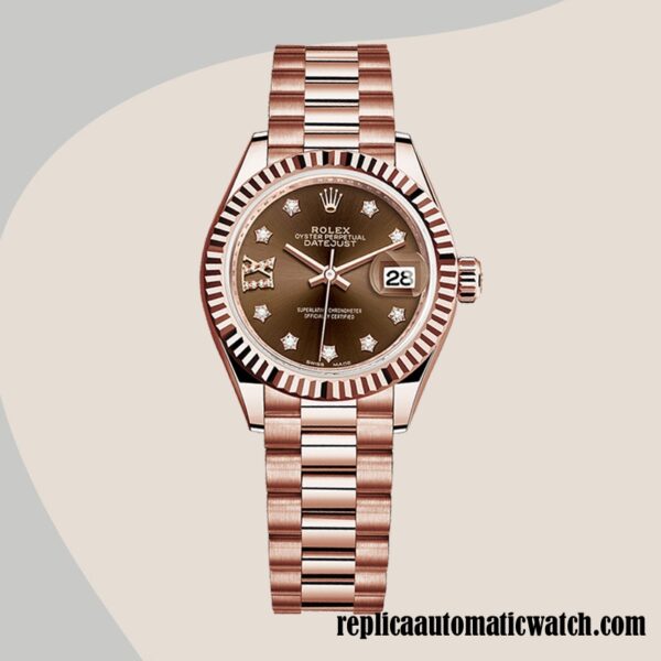 replica automatic Rolex Datejust Rolex Calibre 2671 m279175-0002 Ladies Chocolate Diamond Dial - Image 2