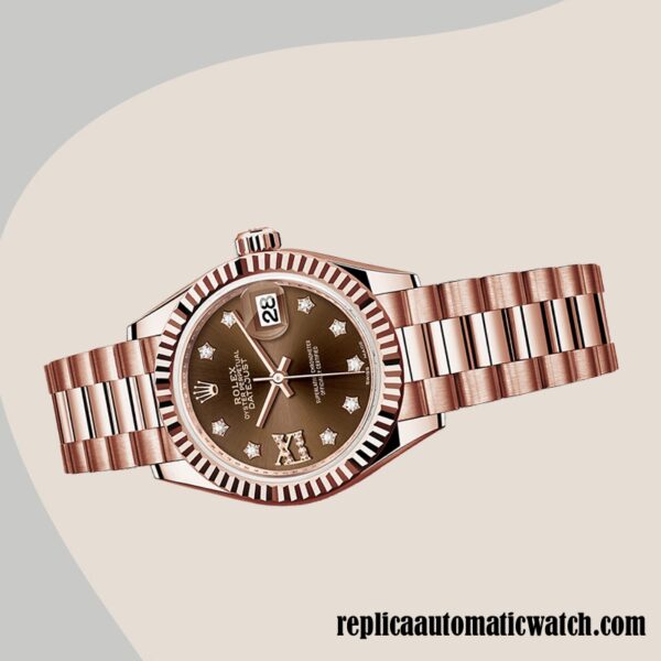 replica automatic Rolex Datejust Rolex Calibre 2671 m279175-0002 Ladies Chocolate Diamond Dial - Image 3
