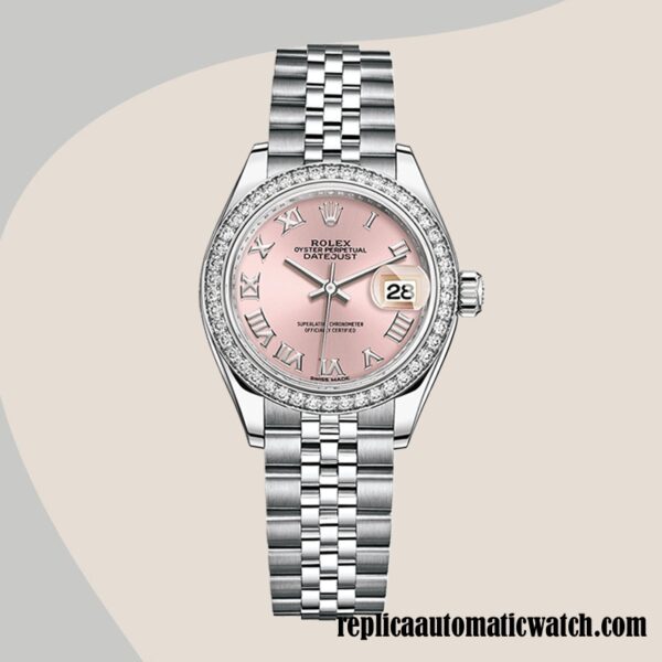 replica automatic Rolex Datejust m279384rbr-0005 Ladies Rolex Calibre 2671/Mingzhu Engine  Pink Dial - Image 2