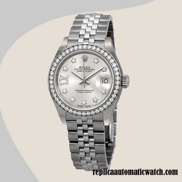 replica automatic Rolex Datejust Ladies Rolex Calibre 2671/Mingzhu Engine m279384rbr-0021 Silver-tone Automatic - Image 2