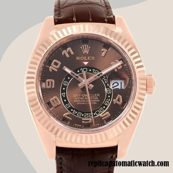 replica automatic Rolex Sky-dweller Rolex Calibre 9015/Mingzhu Engine 326135-L Men's Brown Dial