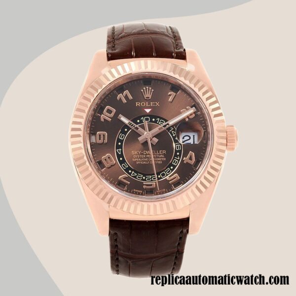 replica automatic Rolex Sky-dweller Rolex Calibre 9015/Mingzhu Engine 326135-L Men's Brown Dial - Image 2