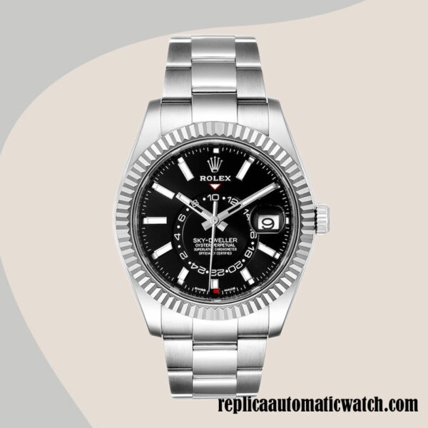 replica automatic Rolex Sky-dweller m326934-0005 Men's Rolex Calibre 9015/Mingzhu Engine Hands and Markers Silver-tone - Image 2