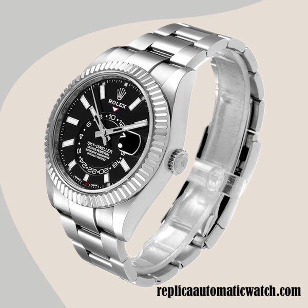 replica automatic Rolex Sky-dweller m326934-0005 Men's Rolex Calibre 9015/Mingzhu Engine Hands and Markers Silver-tone - Image 3