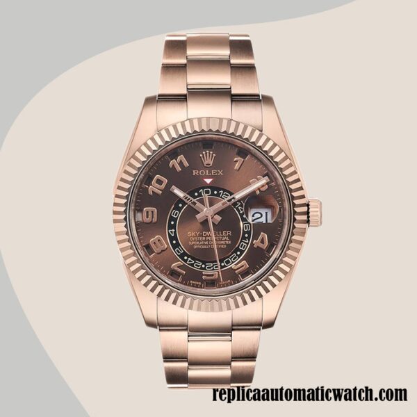replica automatic Rolex Sky-dweller 326935BRAO Men's Rolex Calibre 9015/Mingzhu Engine Gold-tone - Image 2