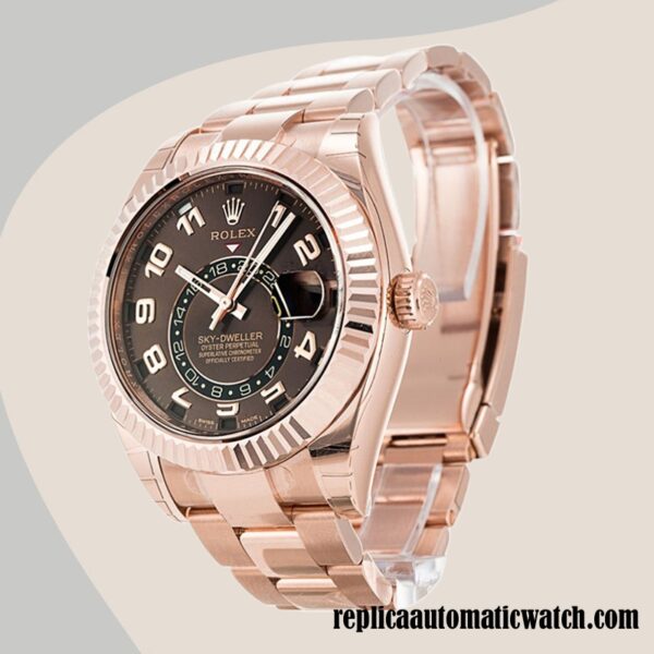 replica automatic Rolex Sky-dweller 326935BRAO Men's Rolex Calibre 9015/Mingzhu Engine Gold-tone - Image 3