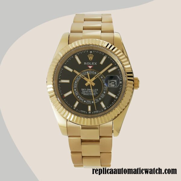replica automatic Rolex Sky-dweller Rolex Calibre 2836/2813 326938BKSO Men's Gold-tone Hands and Markers - Image 2