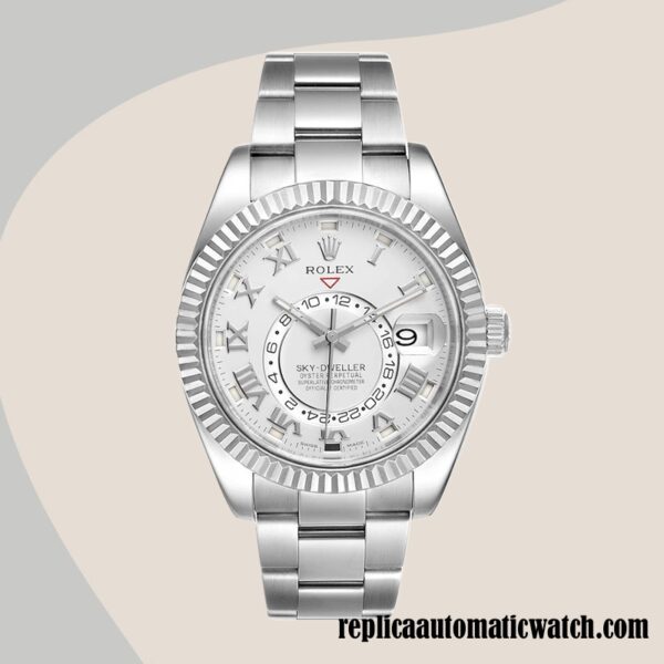 replica automatic Rolex Sky-dweller 326939-72419 Men's Rolex Calibre 9015/Mingzhu Engine Silver Dial - Image 2