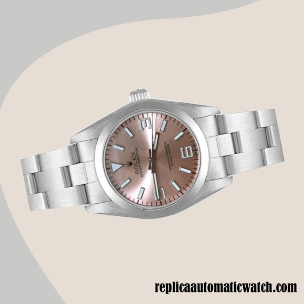 replica automatic Rolex Oyster Perpetual Unisex Rolex Calibre 2836/2813 76080 Pink Dial 12mm - Image 3