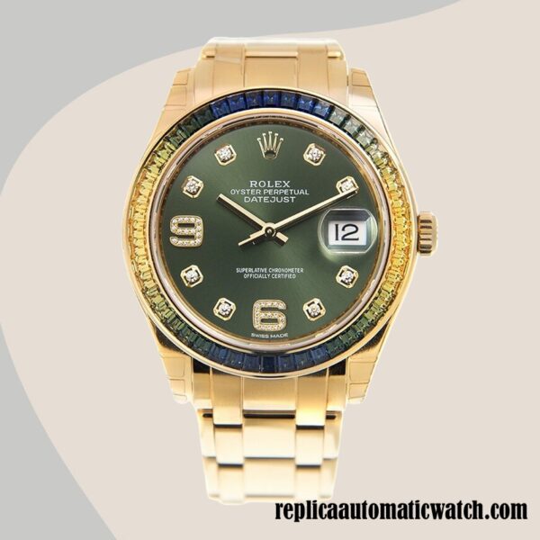 replica automatic Rolex Pearlmaster Ladies 86348SABLV-42748 Rolex Calibre 2813 Green Dial Automatic - Image 2