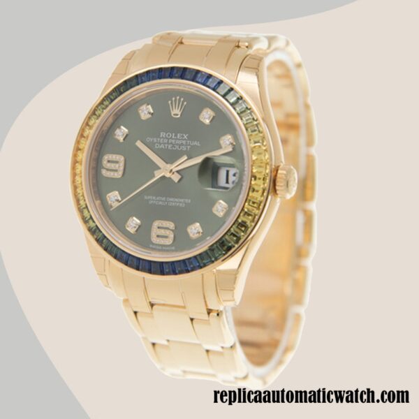 replica automatic Rolex Pearlmaster Ladies 86348SABLV-42748 Rolex Calibre 2813 Green Dial Automatic - Image 3