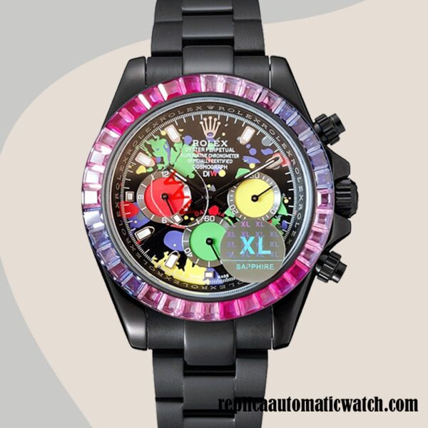 replica automatic Rolex Daytona DIW Men's Mingzhu Engine Hands and Markers Black-tone - Image 2