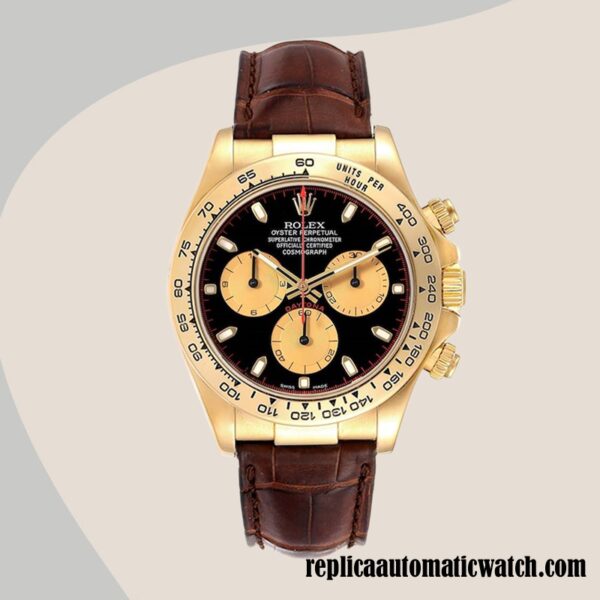 replica automatic Rolex Daytona Rolex Calibre 7750 116518 Men's Hands and Markers Black Dial - Image 2