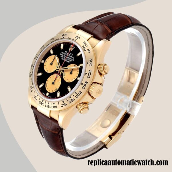 replica automatic Rolex Daytona Rolex Calibre 7750 116518 Men's Hands and Markers Black Dial - Image 3