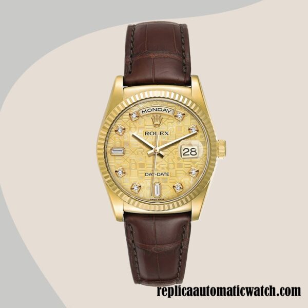 replica automatic Rolex Day-Date Rolex Calibre 2836/2813 Men's m118138-0087 Champagne Jubilee Dial - Image 2