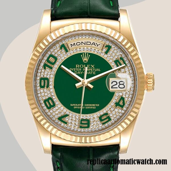 replica automatic Rolex Day-Date 118138 Men's Rolex Calibre 2836/2813 Green Dial Automatic