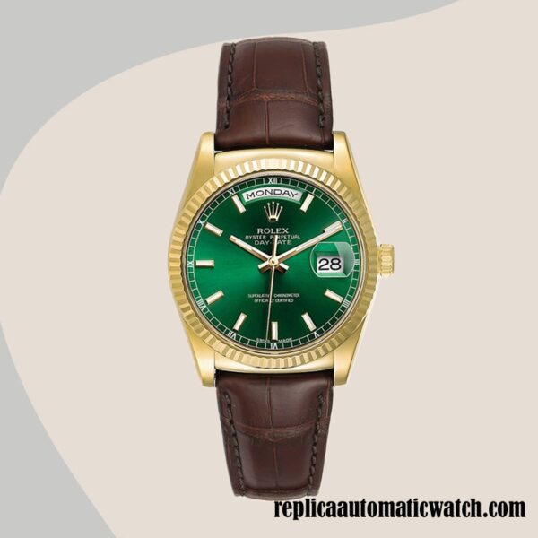replica automatic Rolex Day-Date Men's Rolex Calibre 2836/2813 m118138-0030 Hands and Markers Brown-tone - Image 2