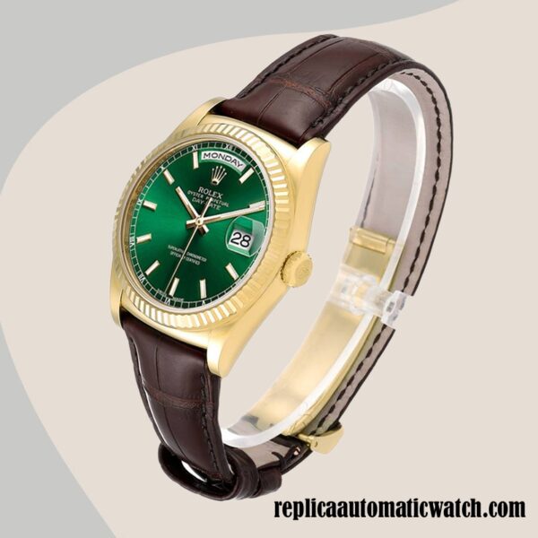 replica automatic Rolex Day-Date Men's Rolex Calibre 2836/2813 m118138-0030 Hands and Markers Brown-tone - Image 3