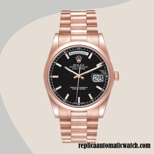 replica automatic Rolex Day-Date 118205 Men's Rolex Calibre 2836/2813 Rose Gold-tone - Image 5