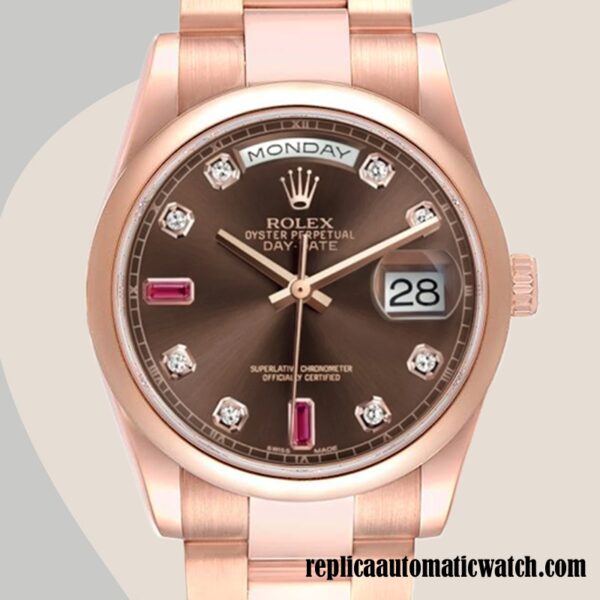 replica automatic Rolex Day-Date Men's Rolex Calibre 2836/2813 118205  Rose Gold-tone