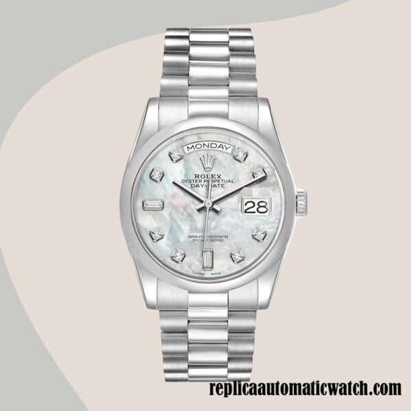 replica automatic Rolex Day-Date 118206 Rolex Calibre 2836/2813 Men's Silver-tone Automatic - Image 2