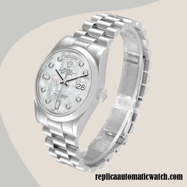 replica automatic Rolex Day-Date 118206 Rolex Calibre 2836/2813 Men's Silver-tone Automatic - Image 3
