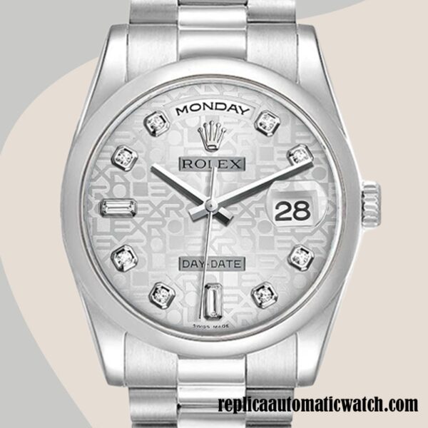 replica automatic Rolex Day-Date 118206 Men's Rolex Calibre 2836/2813  Silver-tone