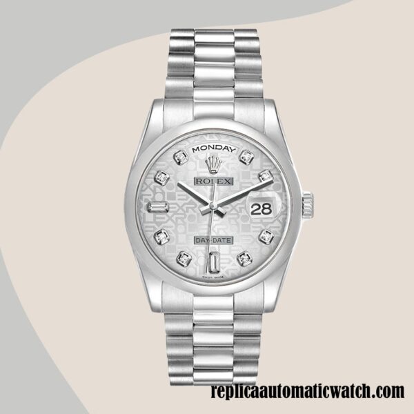 replica automatic Rolex Day-Date 118206 Men's Rolex Calibre 2836/2813  Silver-tone - Image 2
