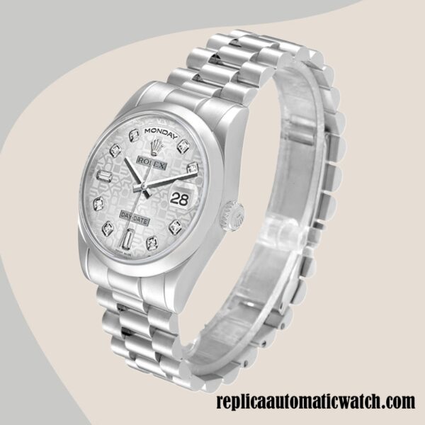 replica automatic Rolex Day-Date 118206 Men's Rolex Calibre 2836/2813  Silver-tone - Image 3