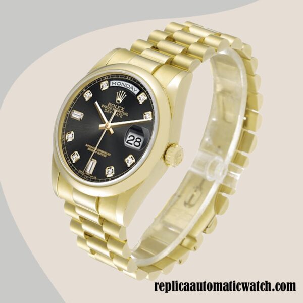 replica automatic Rolex Day-Date Rolex Calibre 2836/2813 Men's 118208-83208 Black Dial - Image 3