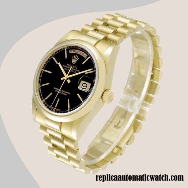 replica automatic Rolex Day-Date Men's Rolex Calibre 2836/2813 118208 Black Dial - Image 3