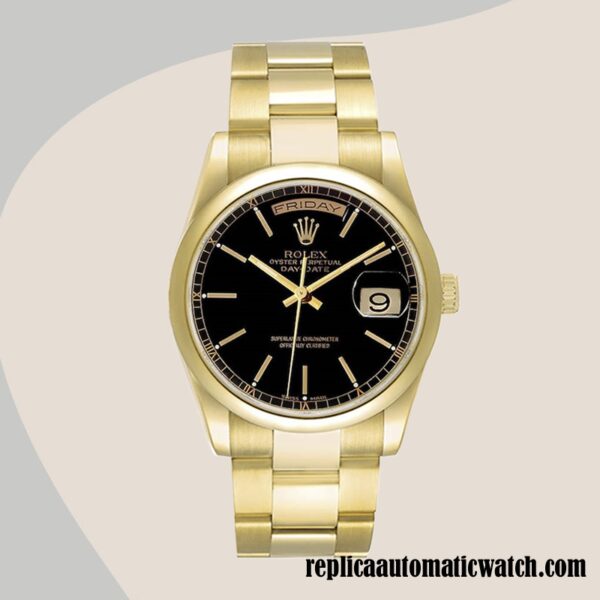replica automatic Rolex Day-Date Men's Rolex Calibre 2836/2813 118208 Black Dial - Image 5