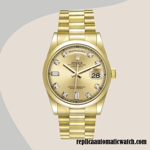 replica automatic Rolex Day-Date 118208 Rolex Calibre 2836/2813 Men's Automatic Champagne Dial - Image 2
