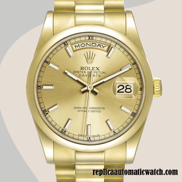 replica automatic Rolex Day-Date Rolex Calibre 2836/2813 118208-0062 Men's Automatic Gold-tone