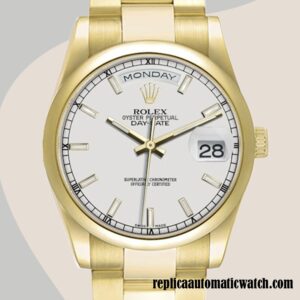 replica automatic Rolex Day-Date Rolex Calibre 2836/2813 118208 Men's White Dial Hands and Markers