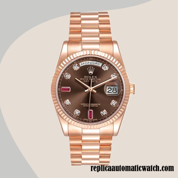 replica automatic Rolex Day-Date Men's Rolex Calibre 2836/2813 118235  Brown Dial - Image 2