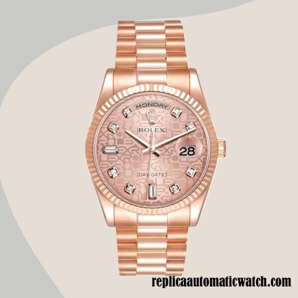 replica automatic Rolex Day-Date Rolex Calibre 2836/2813 118235-0006 Men's Rose Gold Jubilee Dial - Image 2