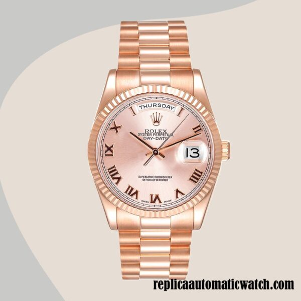 replica automatic Rolex Day-Date 118235F-0001 Rolex Calibre 2836/2813 Men's Rose Gold Dial - Image 2
